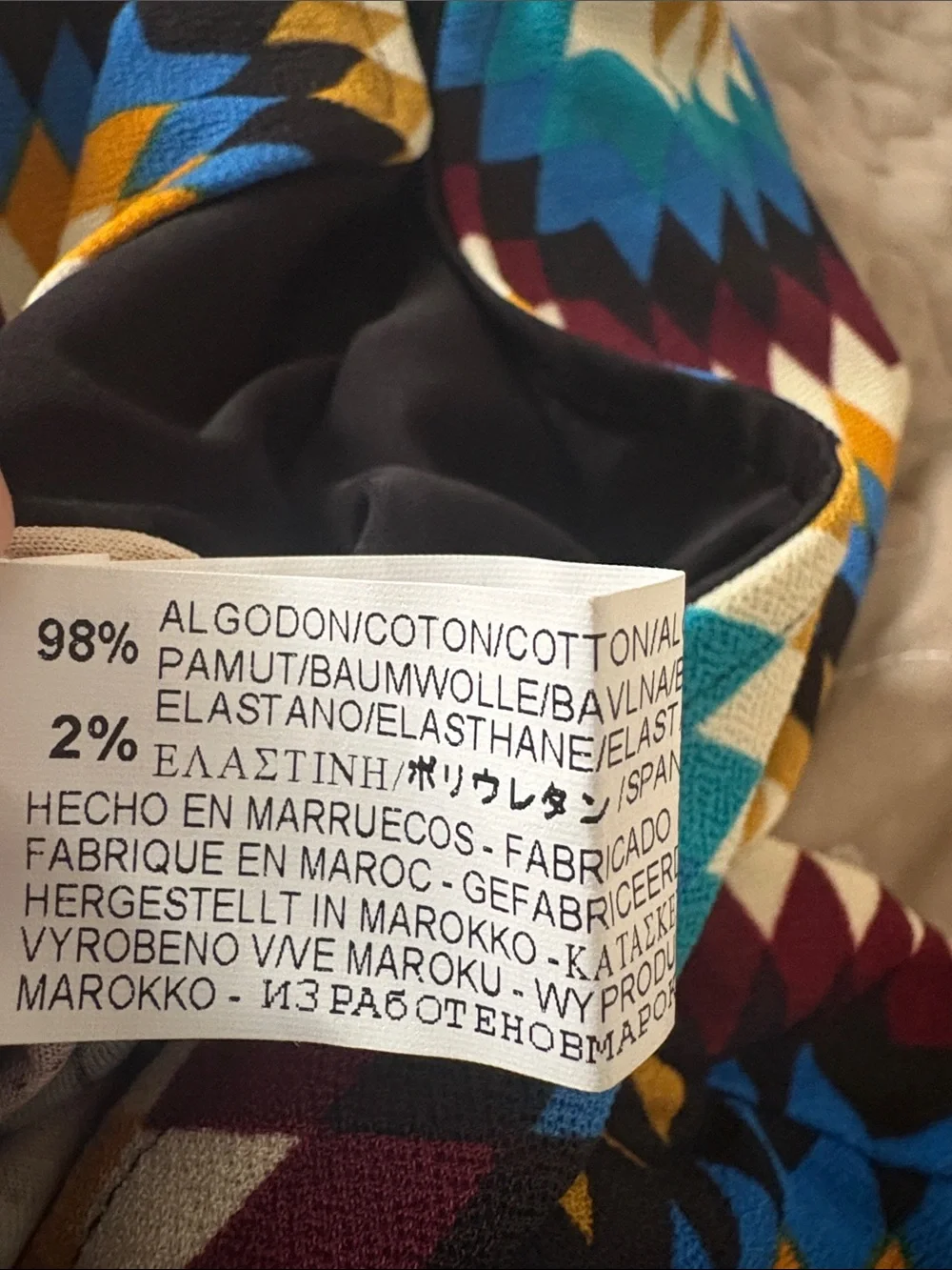 Patterned Hooded Poncho Cape with Black Chest Detail fits from M to 1X
